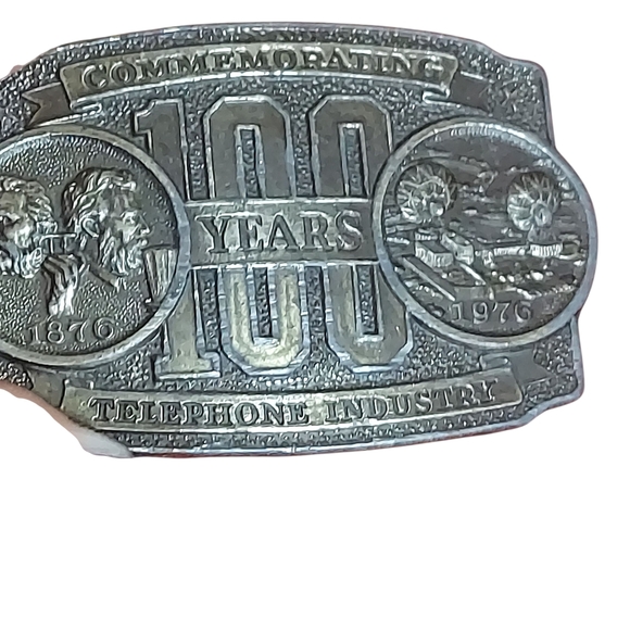 Vintage Belt Buckle Commemorating 100 Years 1876-1976 Telephone Industry - Picture 1 of 10